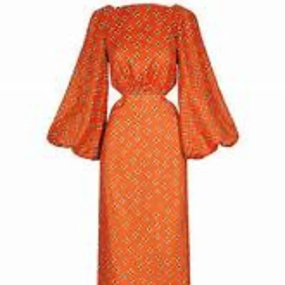 Johanna Ortiz Printed linen flared sleeve midi dress - Picture 3 of 8